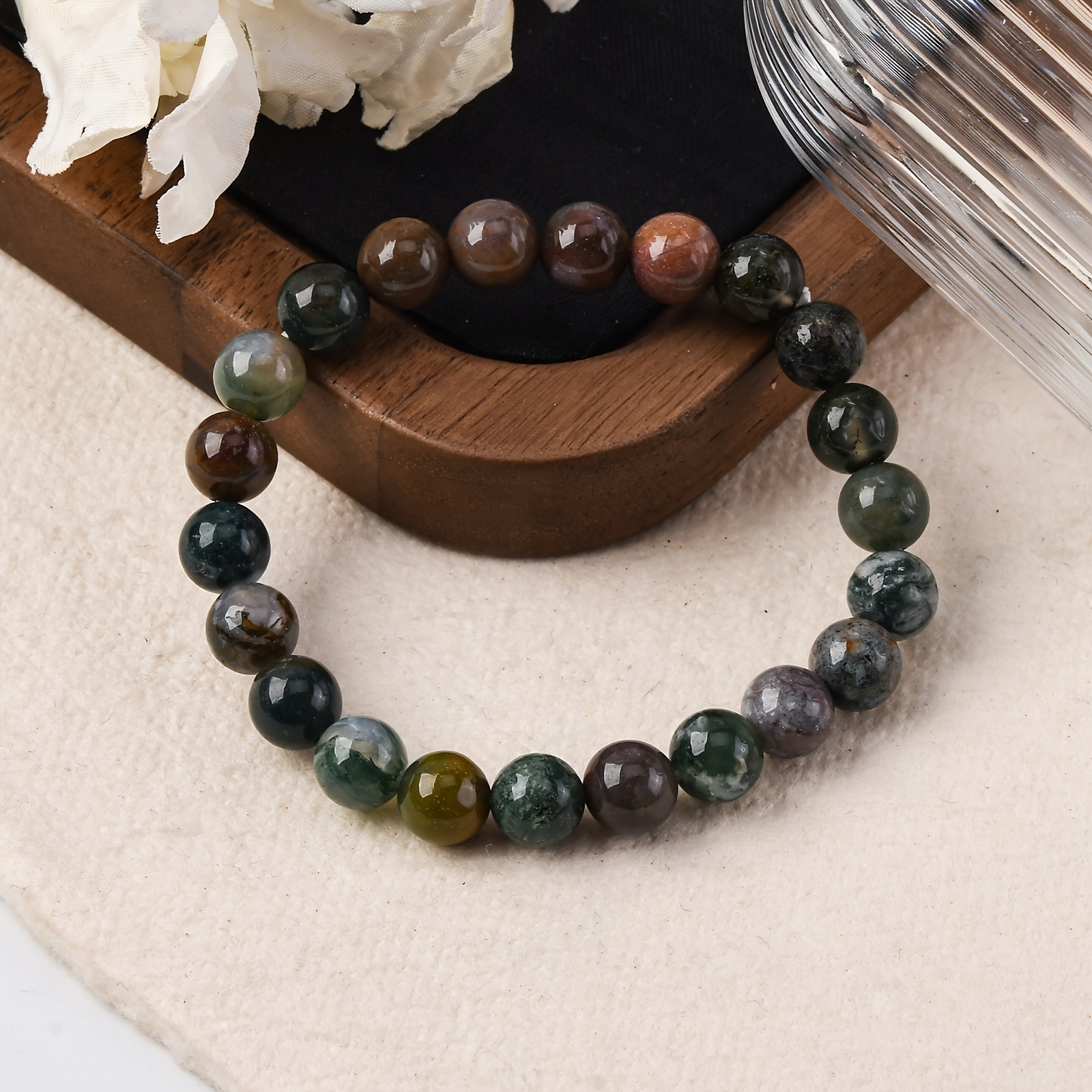 Gemstone Beaded Stretch Bracelet Elastic Gemstones for Stress Relief