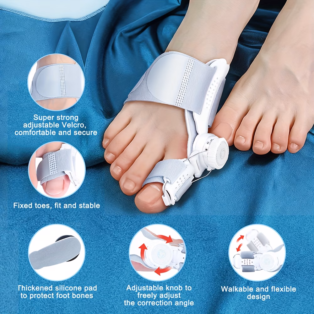toe support kit 1 adjustable with 4 toe separators big toe soft nylon abs structure night wear ideal gift for holidays special occasions care gift pack Product details 4