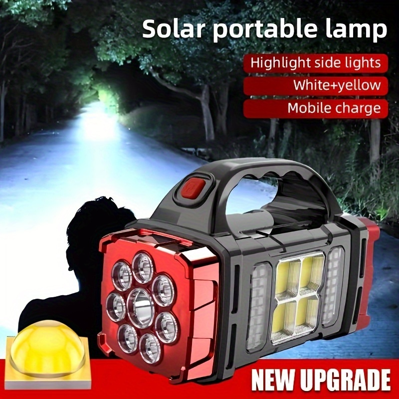 

Solar & Usb Rechargeable Led Lantern Flashlight, 2200mah Nickel Battery, Tactical Cob , 4 , Emergency Power Bank , Portable For Camping