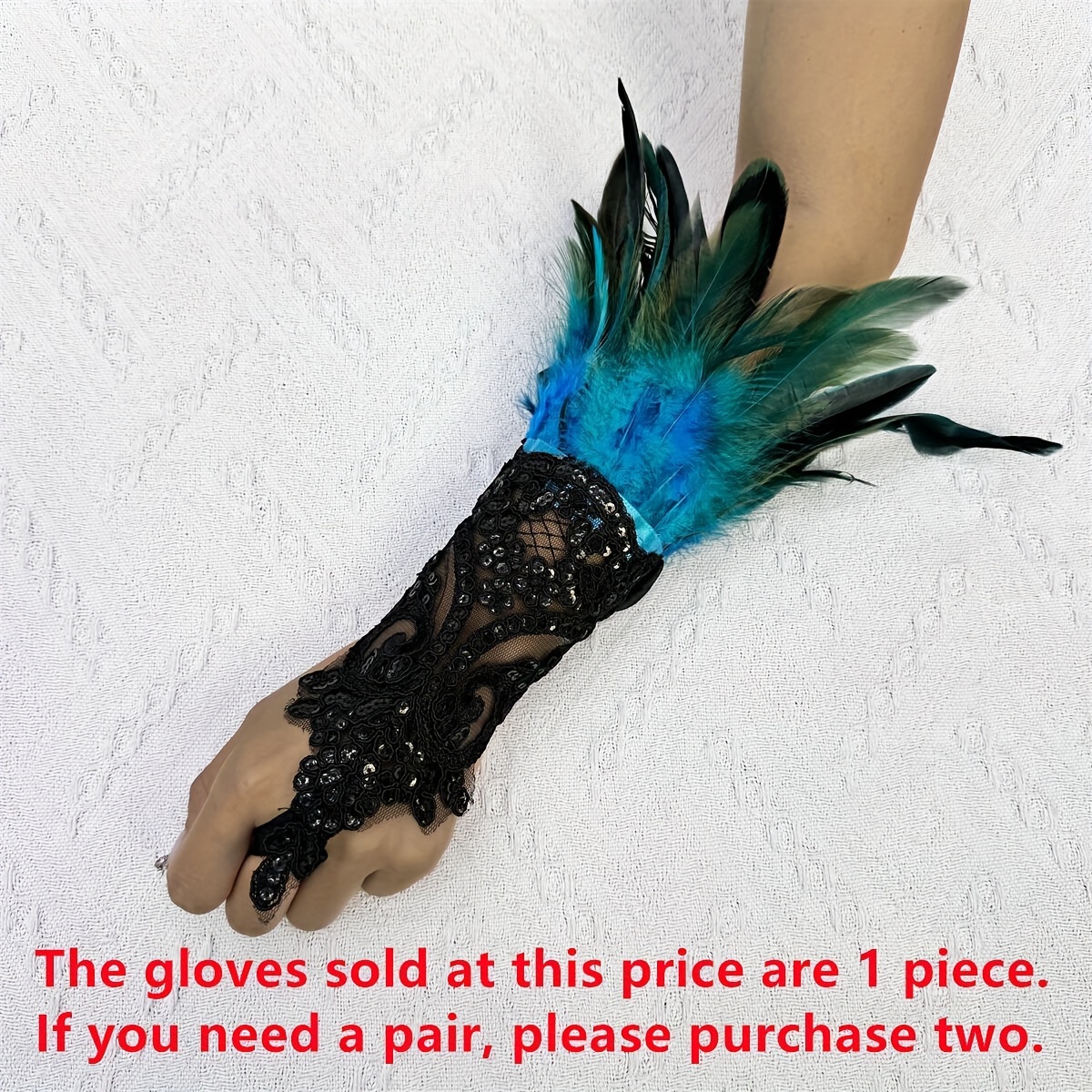 TEMU Guante de Halloween con gancho de pluma, pelota de , accesorio de con pulsera de encaje negra