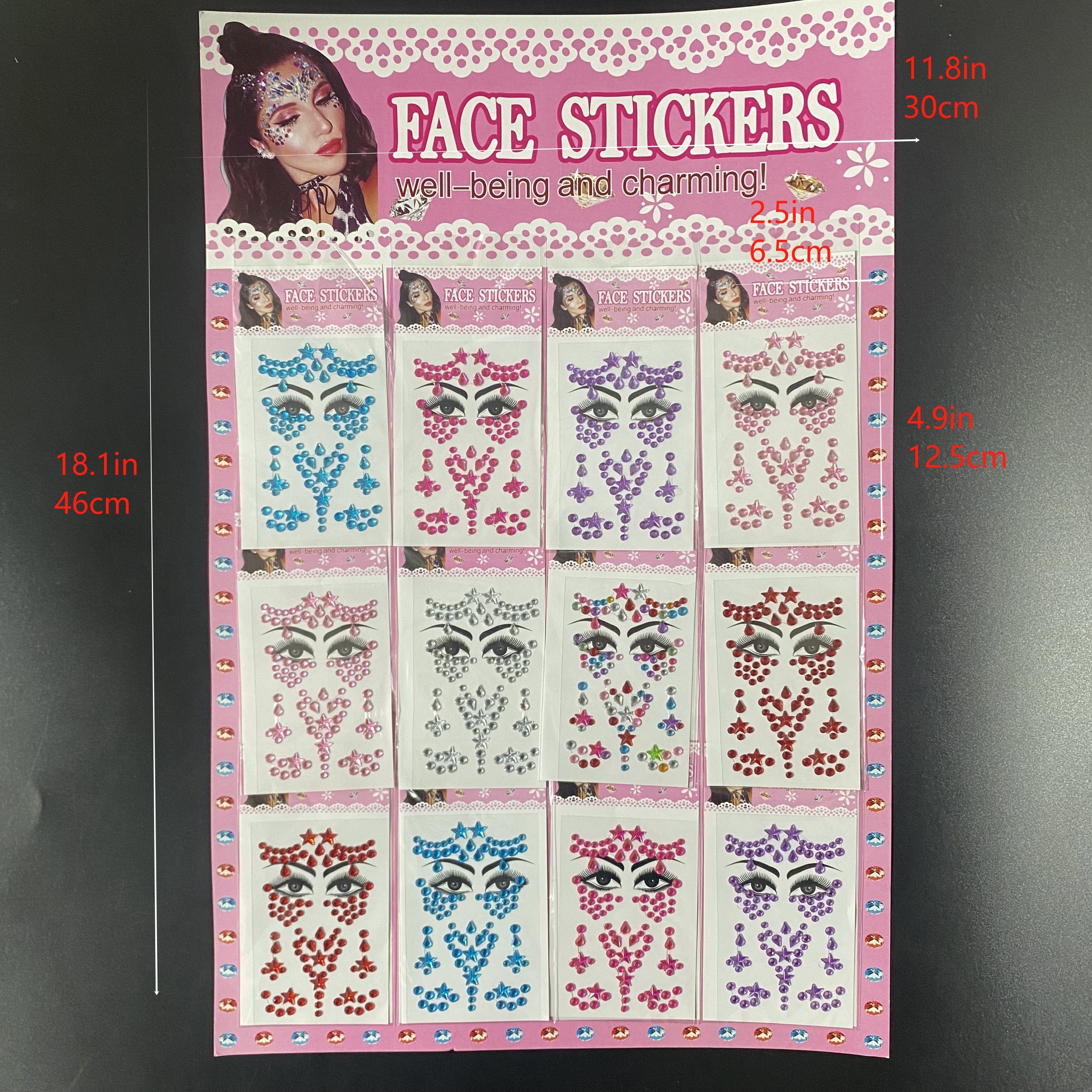 

12 PCS Ensemble de stickers en cristal de mélangée pour , , les cheveux, les ongles, , les manuels et la décoration - - et !, Carnaval/Mardi Gras/Masquerade