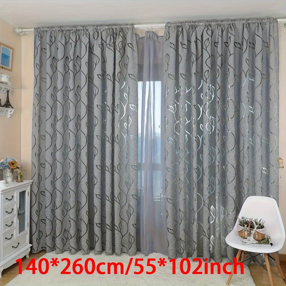 2pcs European Shear Cutout Bubble Gauze Curtain Floor-to-ceiling Window Balcony Gauze Velvet Curtain