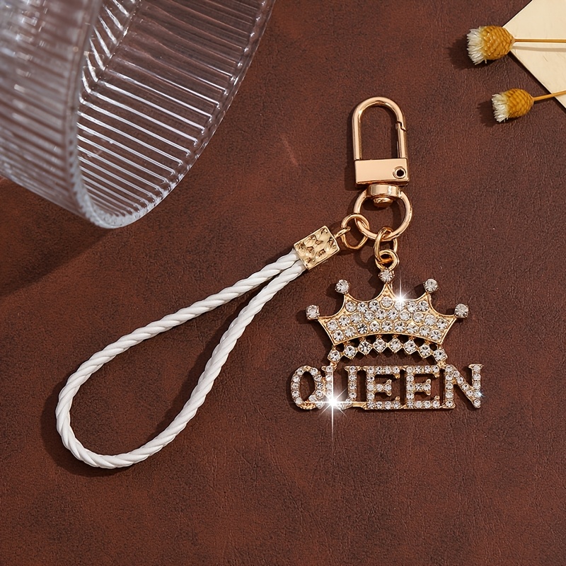 TEMU 1pc Fashionable Western Luxury Creative Premium Crown Letter Keychain Bag Pendant Accessory, Suitable For Men And Women Couple Car Key Bag