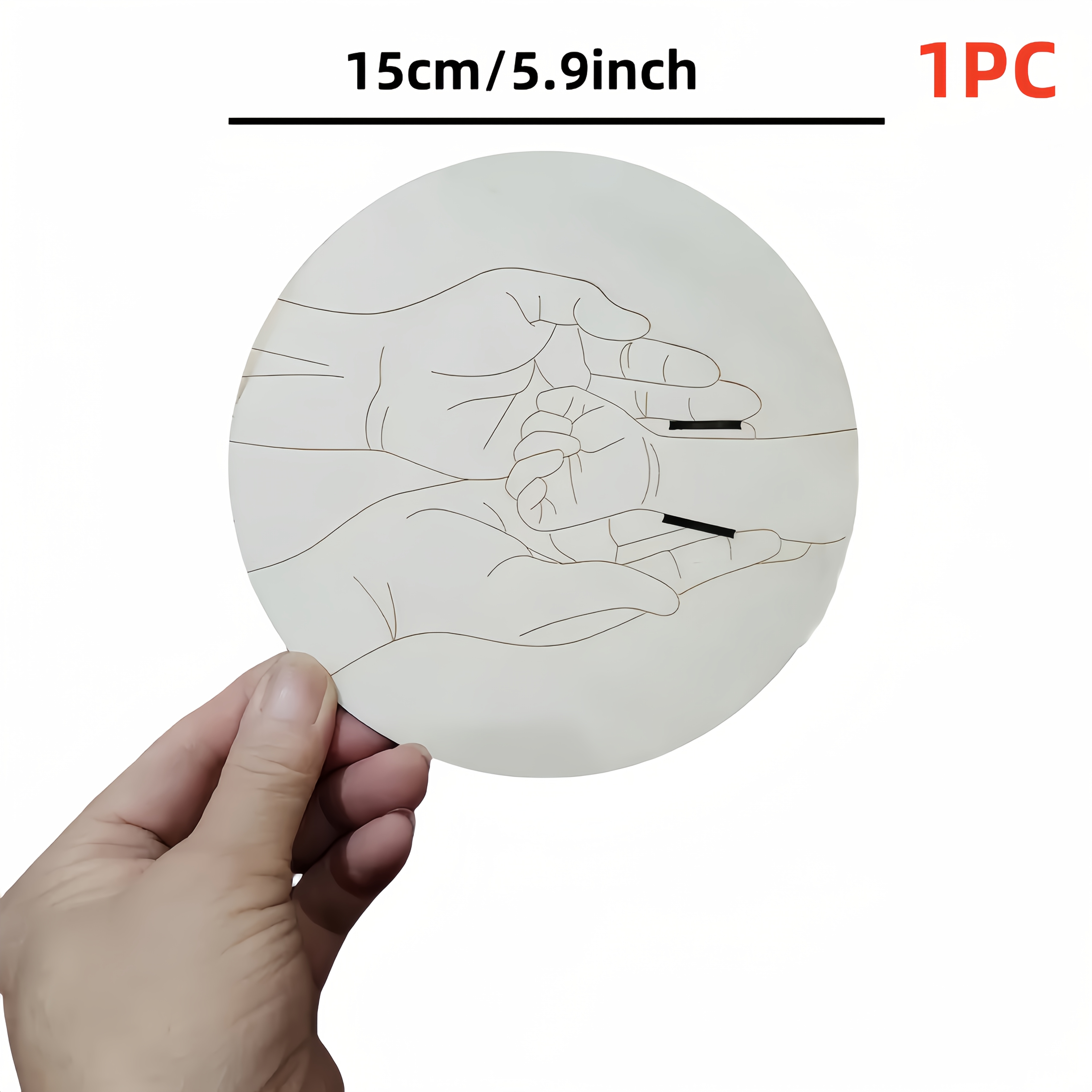 TEMU 1pc Round Wood Birth Bracelet Display Plaque - 15cm/5.9in Handheld Suitable For Commemorative Ceremonies, Showers, Birthdays, Engravable Wood