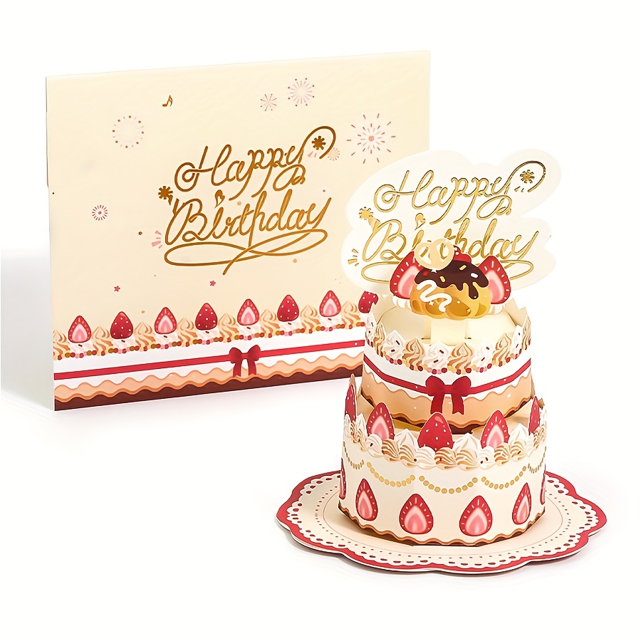 3d Happy Birthday Card, Happy Birthday Card Postcards Greeting Cards Birthday Gifts Decorations For Women, Man, Mom, Wife, Husband, Boy, Girl, 3d Pop Up Birthday Gift Greeting Card