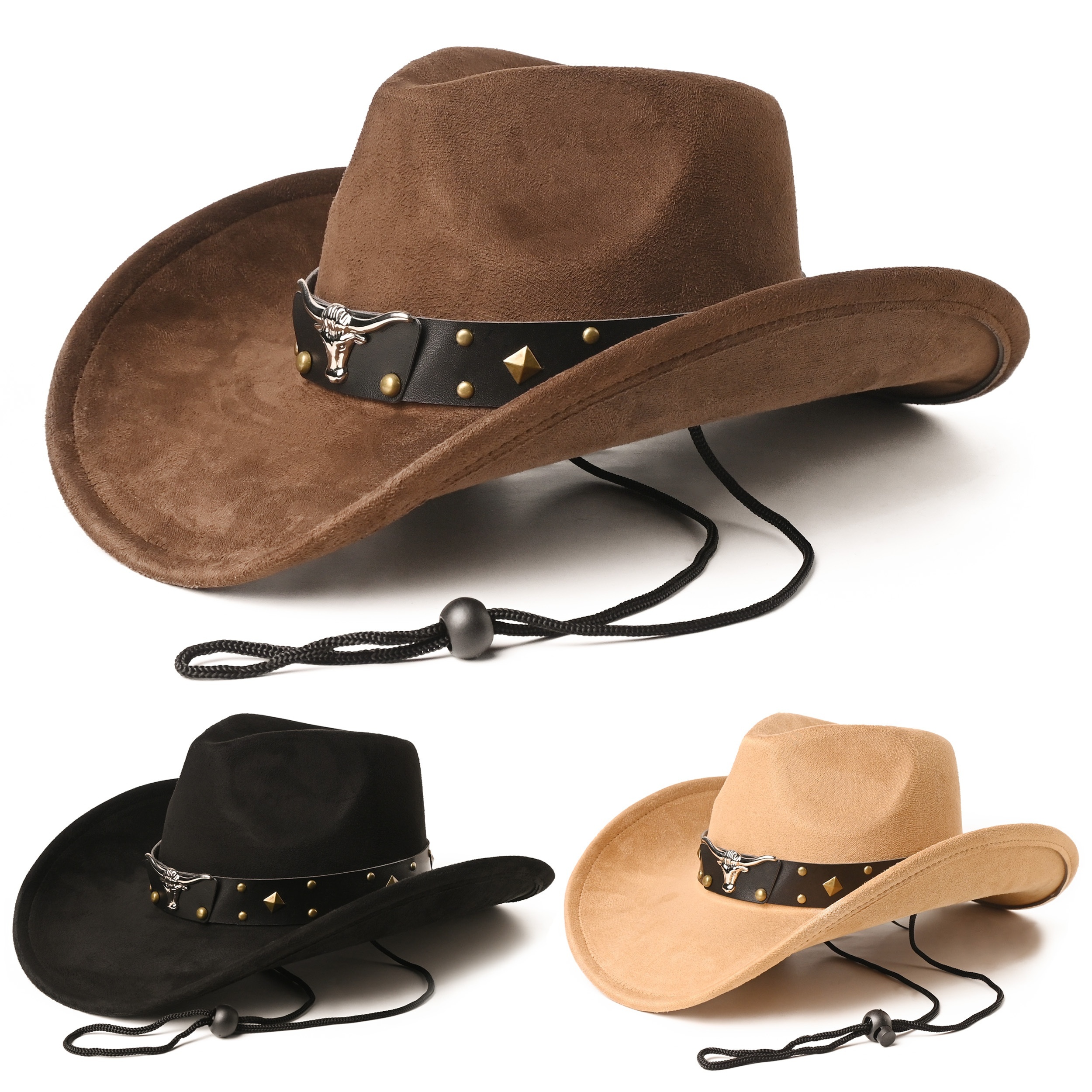 

- Cowboy Hat Colored , Suede , Polyester , Non-washable Inelastic , Featherless -