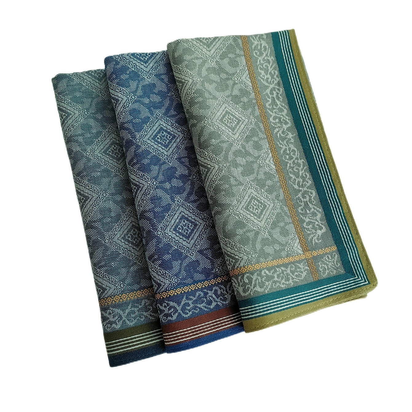item picture 3 pack luxury jacquard pocket squares suitable for men women elegant retro floral handkerchiefs with multi color patterns reinforced stitching lightweight machine washable for suit   daily pocket
