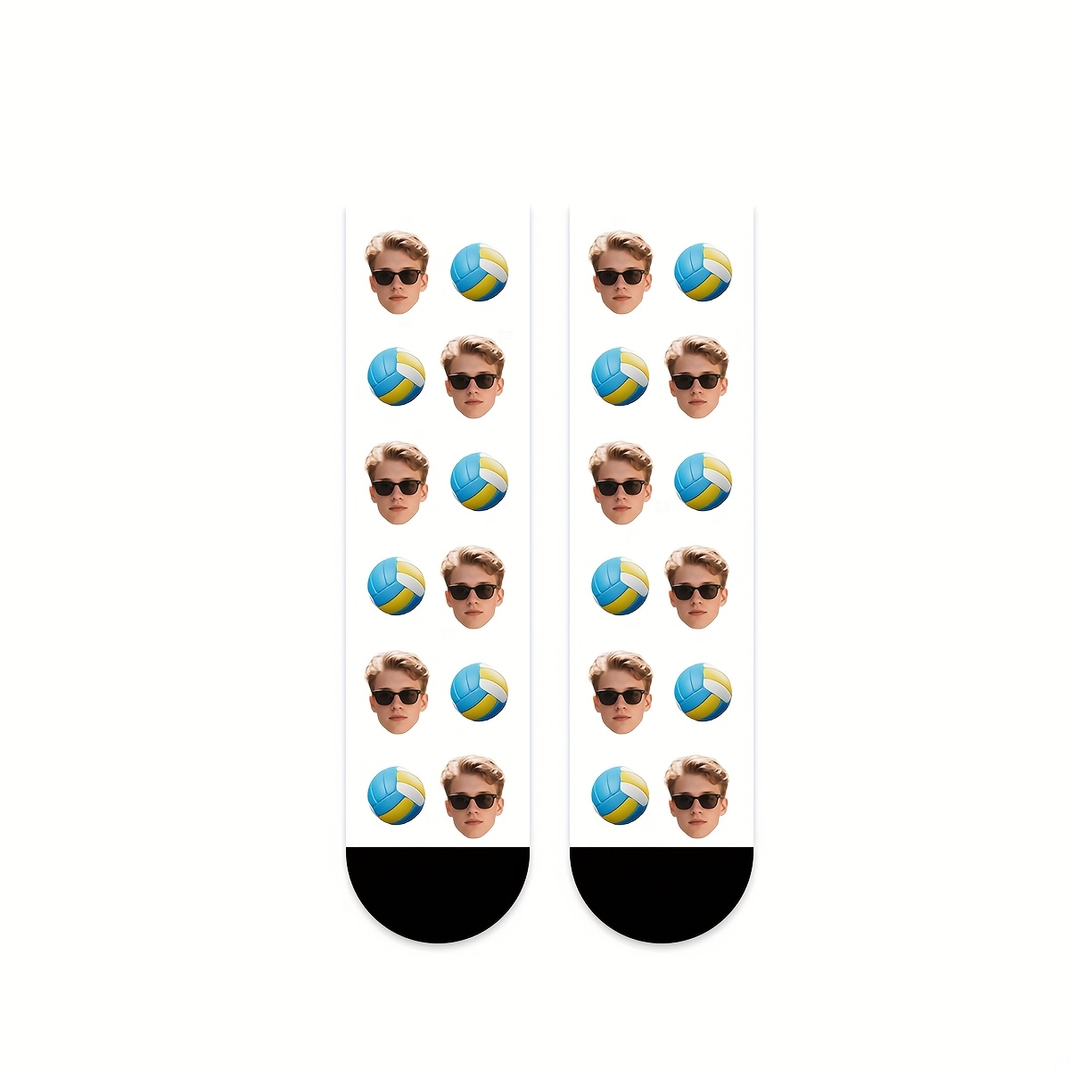 TEMU 1 par de calcetines con personalizado, autodefinido, calcetines pantorrilla con estampado de voleibol, disponibles en varios colores para
