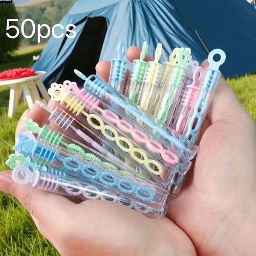 26pcs 50pcs outdoor mini colorful bubble wands no liquid included random colors empty bottles with footprints roses donuts snowflakes crowns