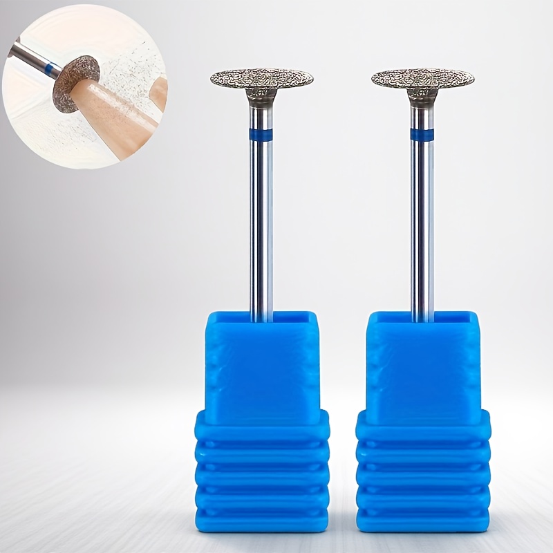 2pcs Professional Pedicure Tools Set - Blue And Yellow Disc-shaped Nail Drill Bits With Polishing Heads, Callus And Dead Skin Remover, Ideal For Manicure And Foot Care, Nail Art Accessories