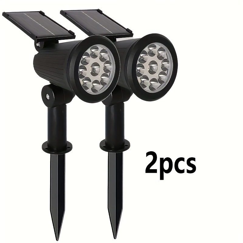 TEMU Lot de 2, 1 pack, solaires à piquet de sol extérieur avec 9 LED, extérieurs, Lumières paysagères pour arbres et pelouse, Lampes à projection de