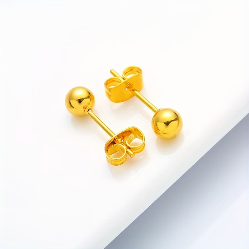 TEMU Un Par de Pendientes de Botón Exquisitos, y de con Diseño de Frijol, Diseñados para Mujeres y Resistentes al con