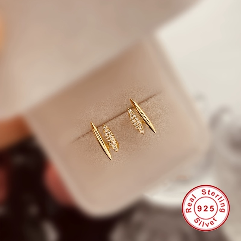 TEMU S925 Sterling Silver Double Layer Stud Earrings For Women, Geometric Unique Design, Elegant & Simple Style, For Women Daily