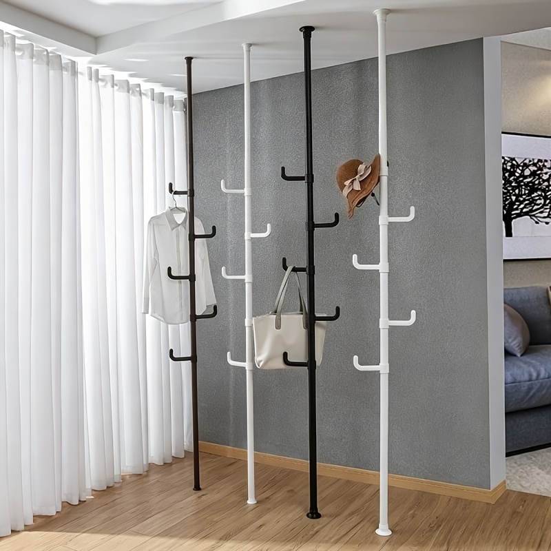 Extendable Multi-Purpose Metal Coat Rack with Hooks