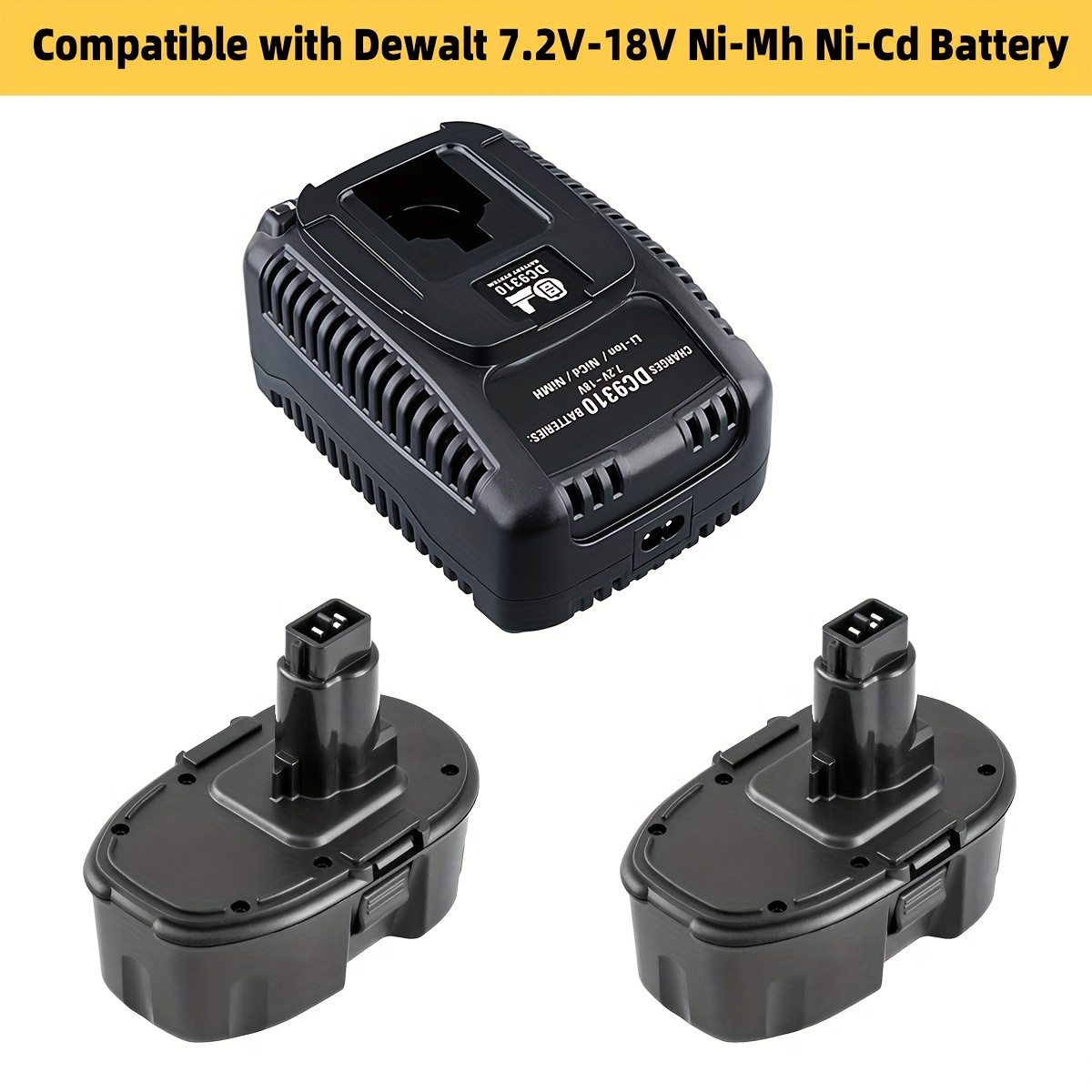 

2packs 18v 4800mah Dc9096 Ni-mh Batteries And Dc9310 Charger Compatible For 18 Volt Battery Dc9096 Dc9098 Dc9099 Dw9095 Dw9096 Dw9098 De9038 Compatible For 18v Cordless Tools