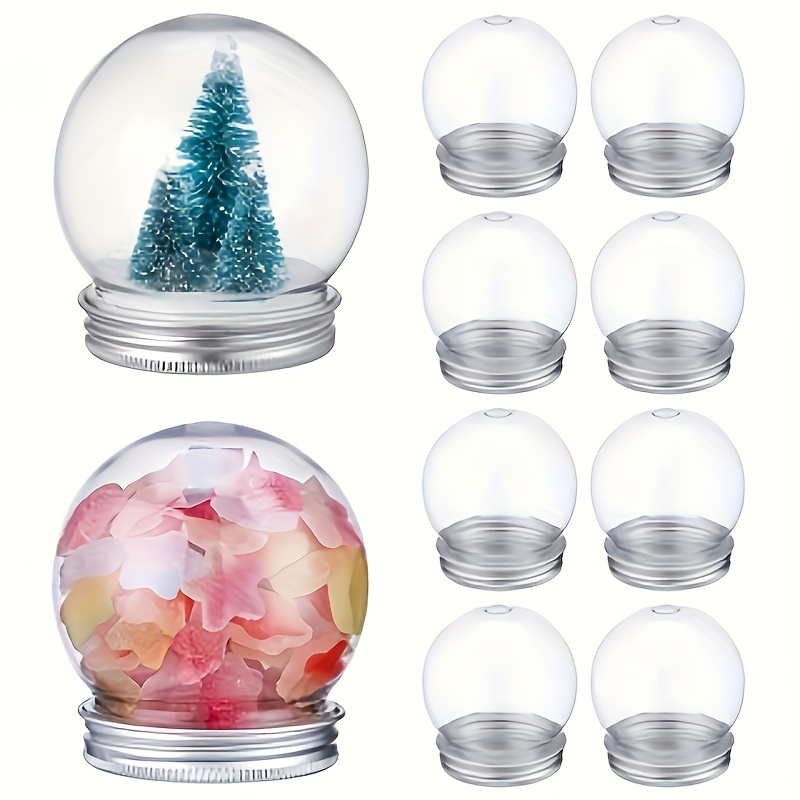 

5/10pcs Diy Snowball Kit Transparent Plastic Sphere With Spiral Cap, Used For Handicrafts, Festival Party Decoration Can Transparent Plastic Bottle, Candy Bottle, No Electricity Or Battery Required