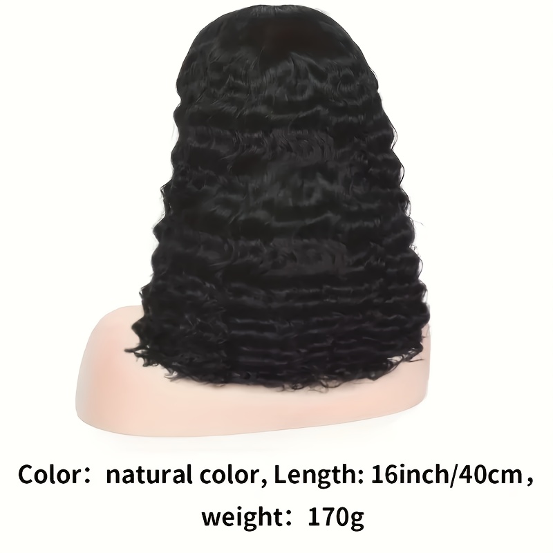 TEMU Water Wave Human Hair Bob Wig 13x4 Lace Frontal - Glueless, High-density 150, Natural Look For Daily Wear 10-16 Inch