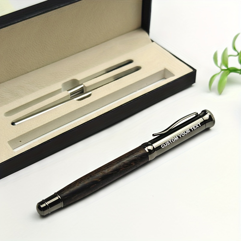 

Ergonomic Stainless Steel Pens Set With Grain Finish, Custom Engraving, Includes 1 Pen And 2 Refills - Ideal For Business, Office, School Supplies, Christmas Gift