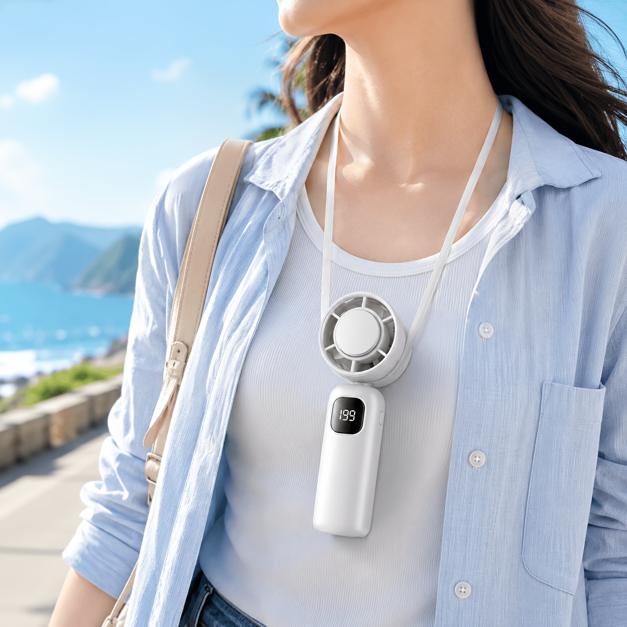 Image of Portable Mini Handheld Fan, 199 Adjustable Speed Levels, Usb Rechargeable Personal Fan With Digital Display, Low-noise Design, Compact Pocket Fan For Travel, Office, Gym, Camping, And Outdoor Use