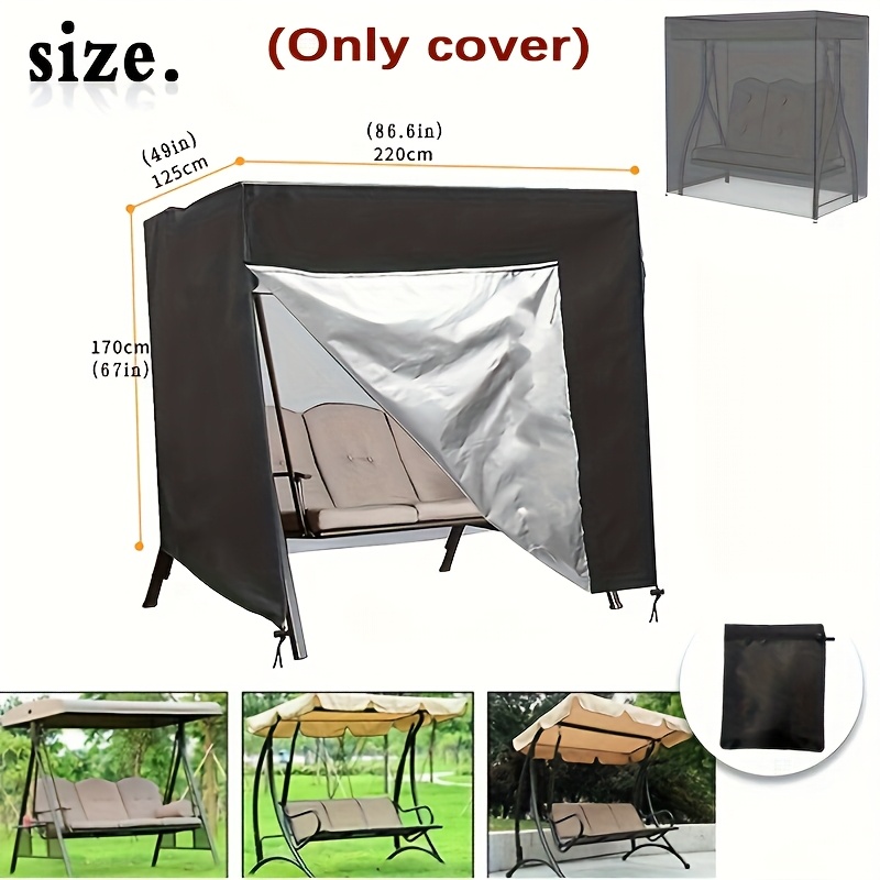 E-shop Polyester Oxford Terrassen-Schaukelabdeckung, 87X49X67 Zoll, Schwarz, Geeignet für 3-Sitzer-Schaukeln und große Outdoor-Schaukelgleiter.