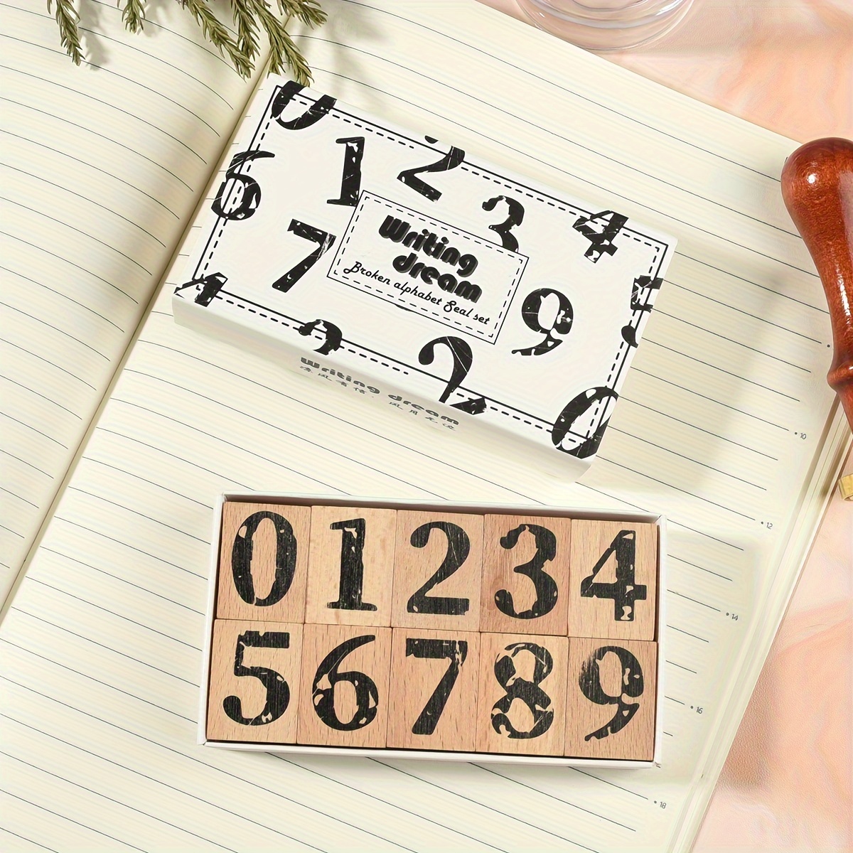 

10pcs Vintage Wooden Seal Numbers For Diy Handmade Painting Letter Journal Teaching And Card Making