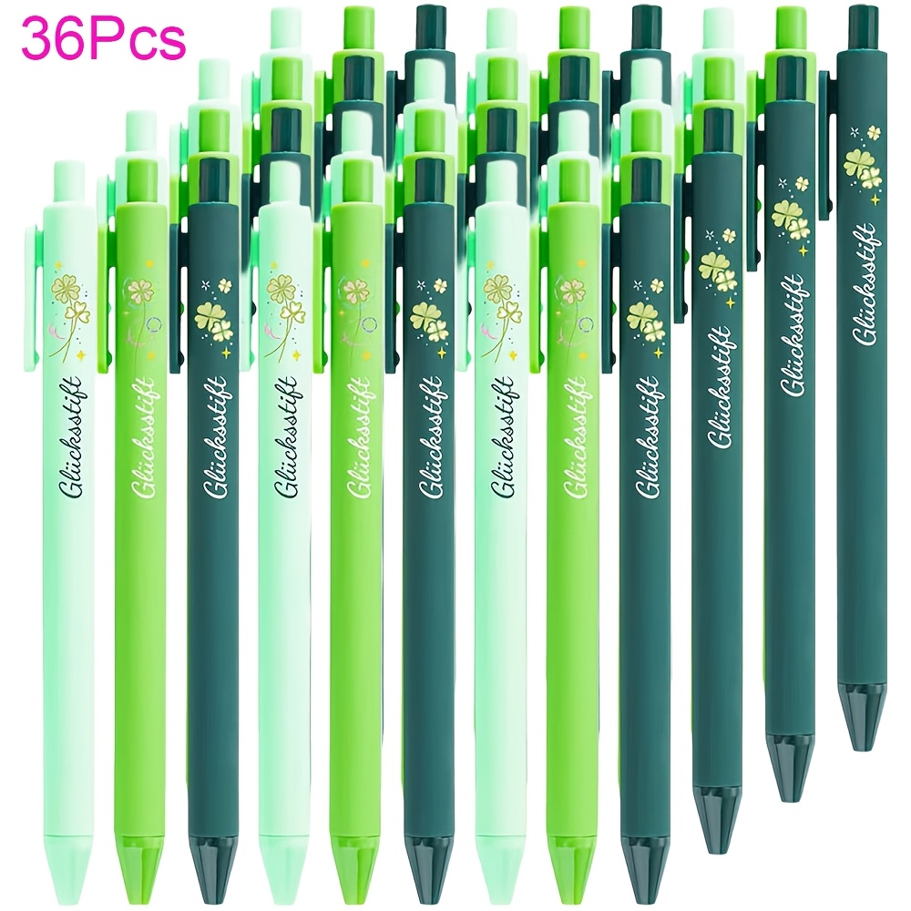 Image of 18/27/36pcs Clover Element Pens - Black Ink, Flc Abs Plastic Ballpoint Pens With Inspirational Sayings, Ideal For Employee Recognition - A Great Gift For Good Luck, Suitable For School