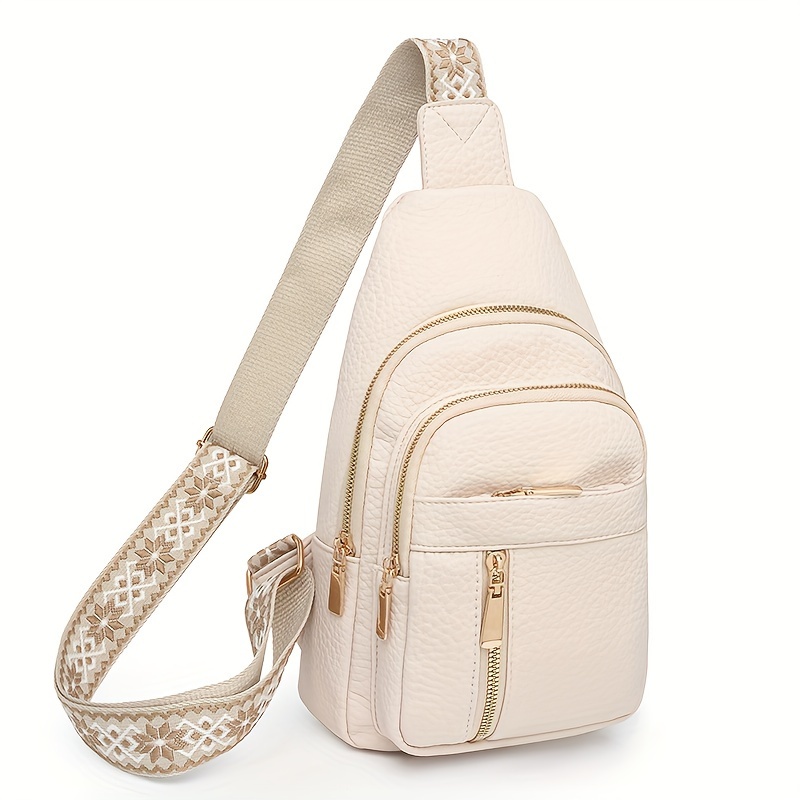 Image of Women's Vintage Bohemian Crossbody Bag With Adjustable Strap & Zipper Closure - Golden-tone Hardware, Golden-tone Hardware