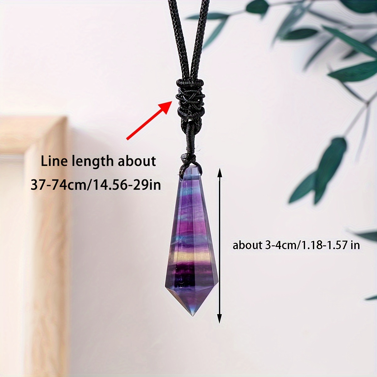 Women's Natural Rainbow Fluorite Crystal Pendant Necklace
