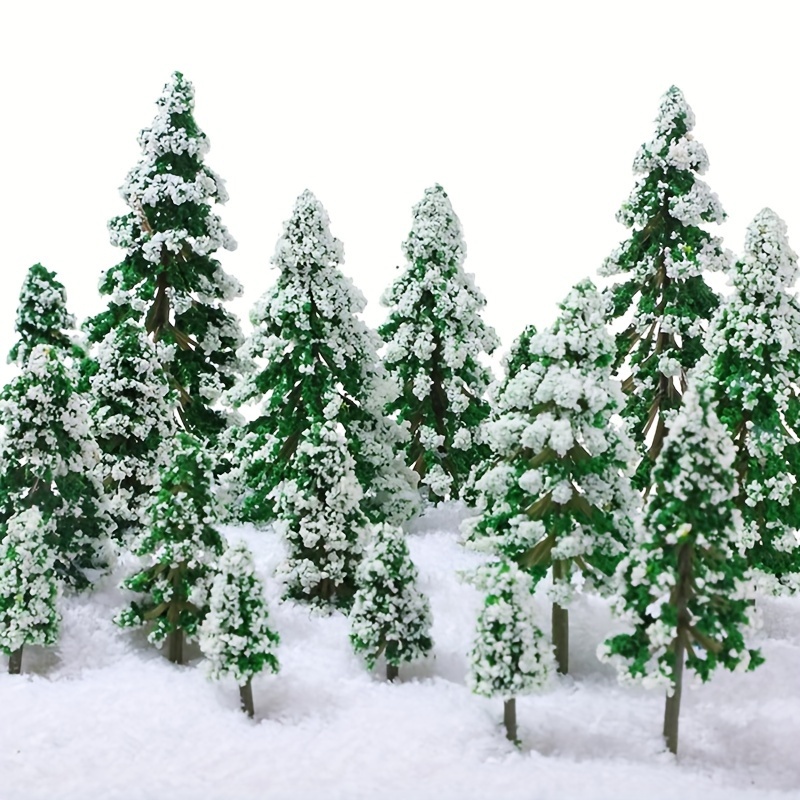 

26 Cedar Model Trees From 1.9-4.9 Inches, 5 Sizes Of Snow And Frost Model Trees, Scenery Model Trees For Christmas Decorations Winter Ornaments.