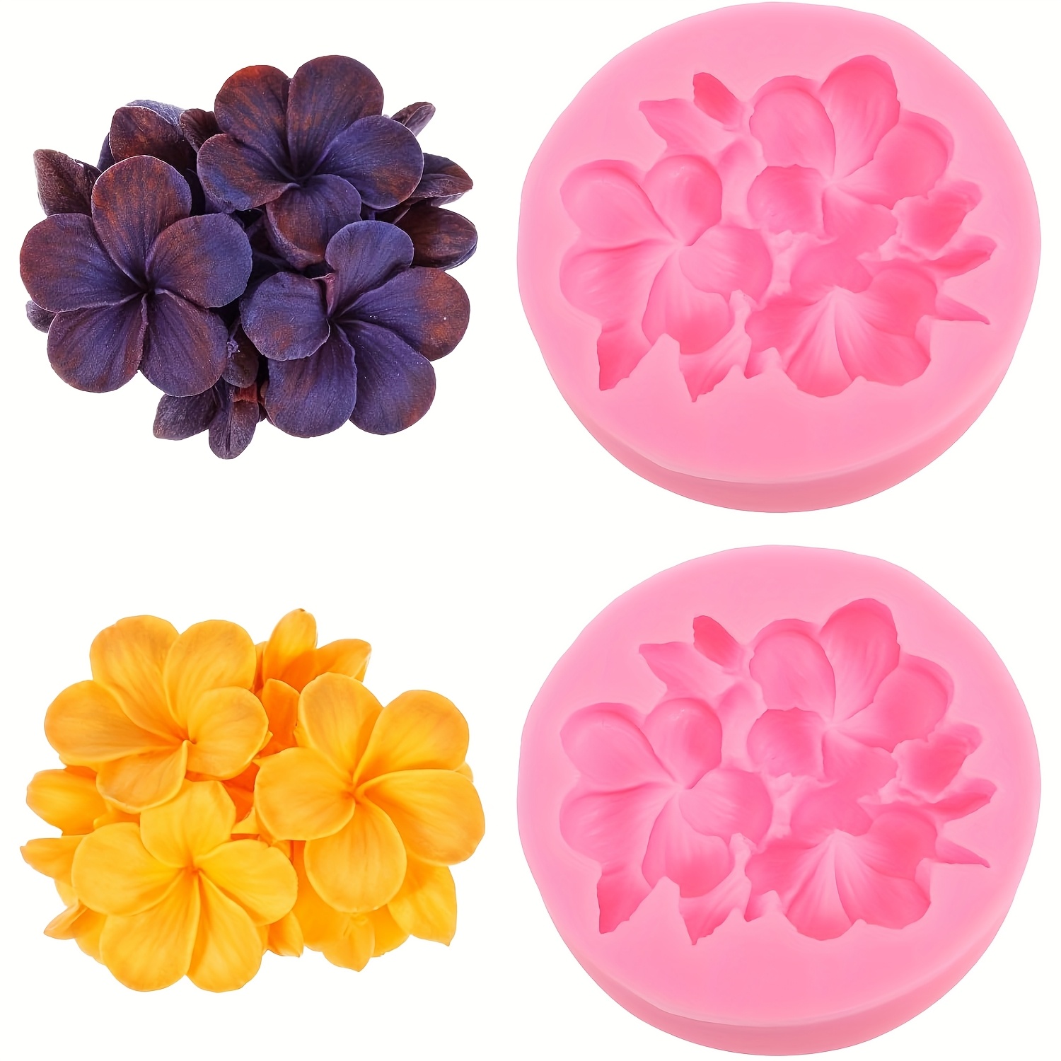 E-shop Set mit 2 Silikonformen in 3D-Blütenformen – Geeignet für die Herstellung von Kerzen, Seife, Harz Gipsabgüssen | Blumenformen-Kollektion für