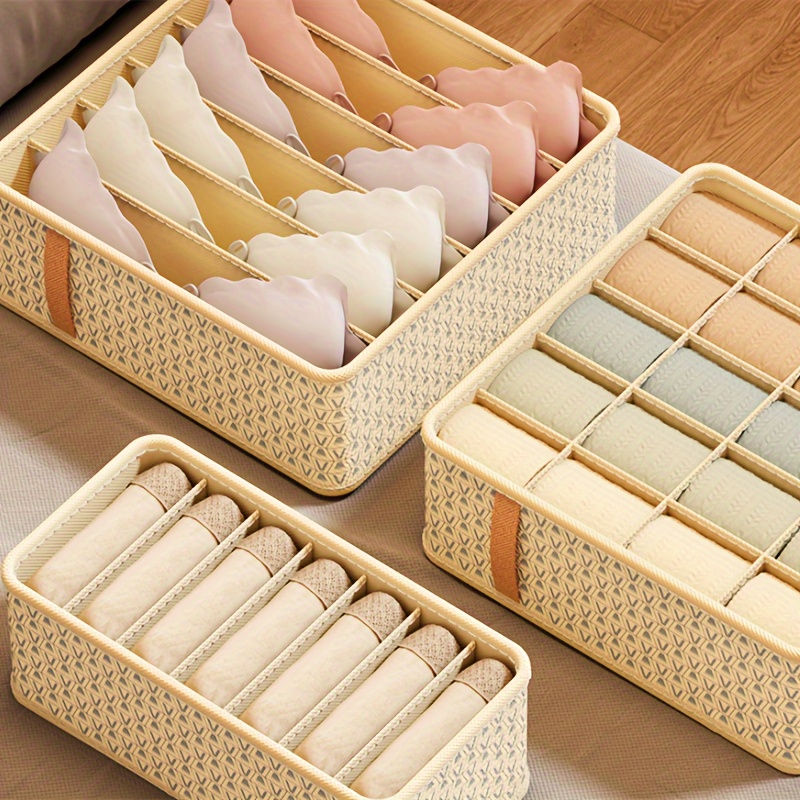 

3pcs/set Sock Underwear Drawer Organizer Dividers, Foldable Fabric Dresser Closet Organizers And Storage Bins For Clothing, Baby Clothes, Bra, Panty, Scarf, Ties