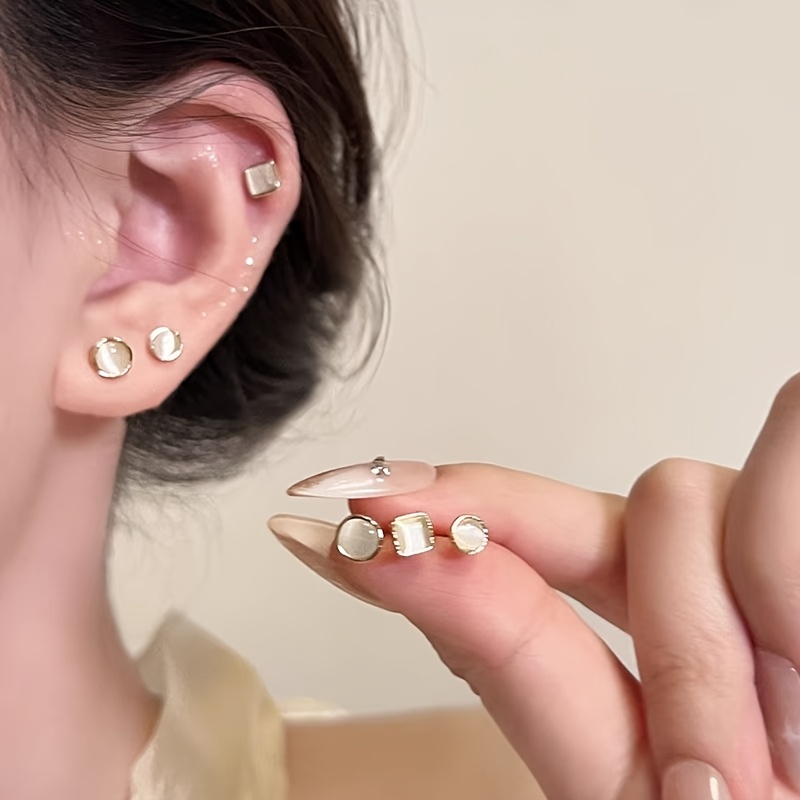 6pcs Set of Exquisite and Compact Ear Piercing Simple Susu Small Ear Studs,  Versatile and Elegant Daily Ear Ornaments