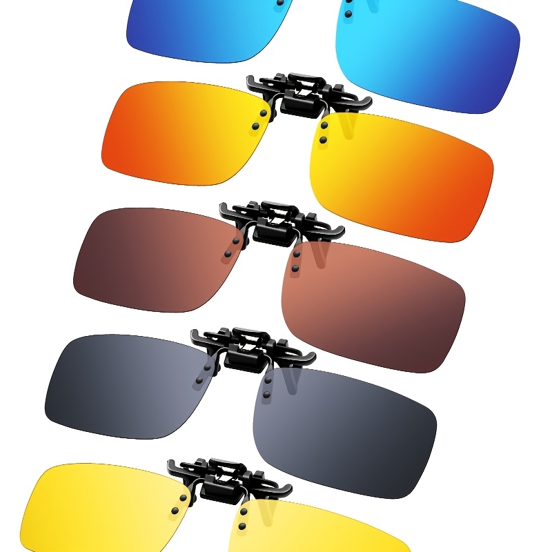 

5 Pairs Polarized Clip On Fashion Glasses Rimless Anti Glare Driving Glasses ( .24 X 1.42 Inch)