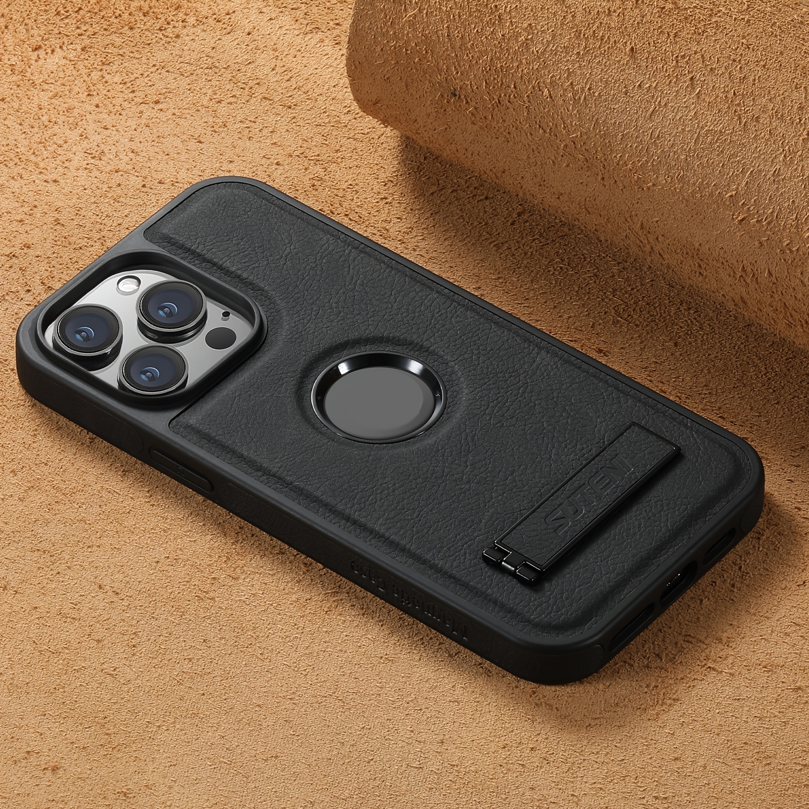 TEMU Hollow Lychee Pattern Magnetic Cute Leather Phone Case For Men And Women, Suitable For Iphone 17, 16, 15, 14, 13 Pro, 12 Pro Max, 16 Pro Max, 17