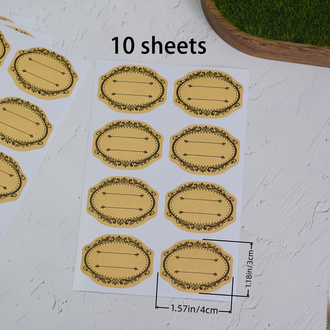 TEMU 10 Sheets Of Vintage Paper Patterned Labels Measuring 1.18*1.57 Inches/3*4 Cm, Versatile Paper Stickers For Marking Jars And Boxes, Suitable For