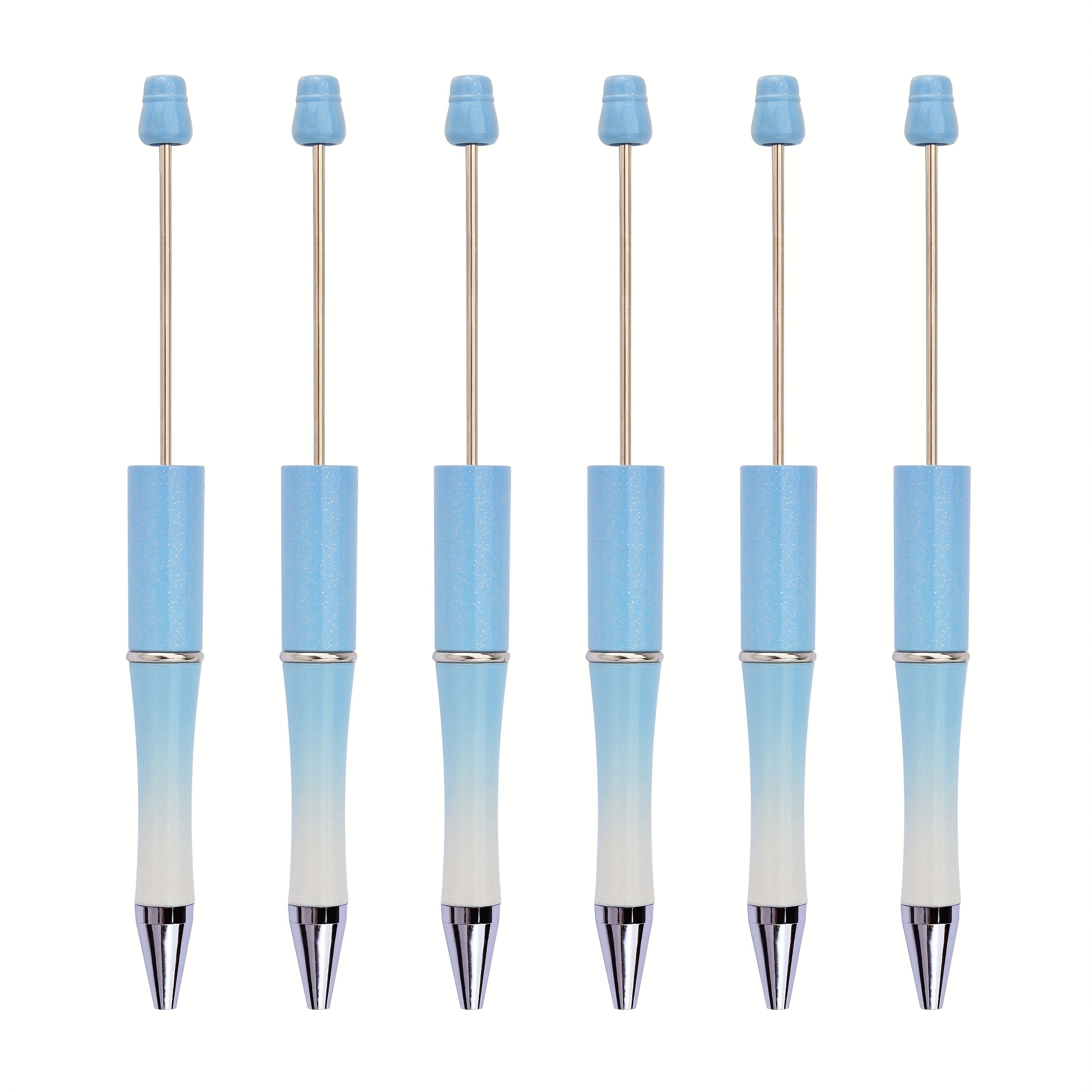 Image of 6pcs Bead Pens Diy Color Gradient Bead Pens Ballpoint Pens For Home Use As Gifts For School, Birthdays, Valentine's Day, Parties, Christmas, Etc