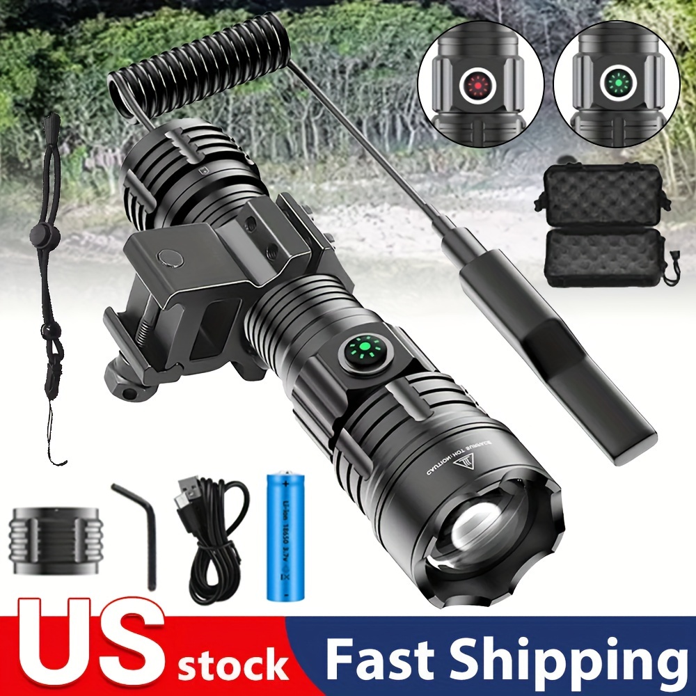 

Tactical Flashlight With Picatinny Rails Mount, 2500 Weapon Light Rechargeable 3 , Remote Pressure Switch Included For Hiking Outdoor Activities