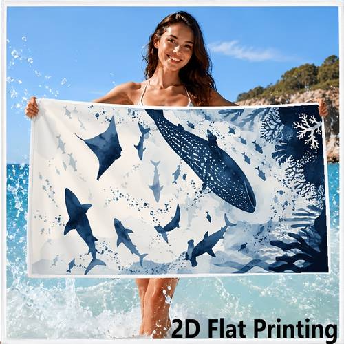 item picture 2d flat 1pc ocean themed school swimming by 2d single sided printed beach towel quick drying absorbent lightweight portable sand proof and easy to suitable for beach vacations pool swimming outdoor