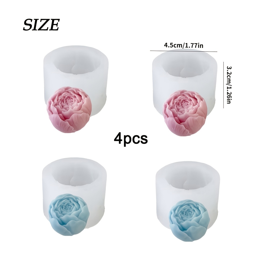 TEMU 4pcs Rose Flower Silicone Candle Molds - Reusable Silicone Molds For Handmade Aromatherapy Candles, Decorative Candles& Decor; Perfect For