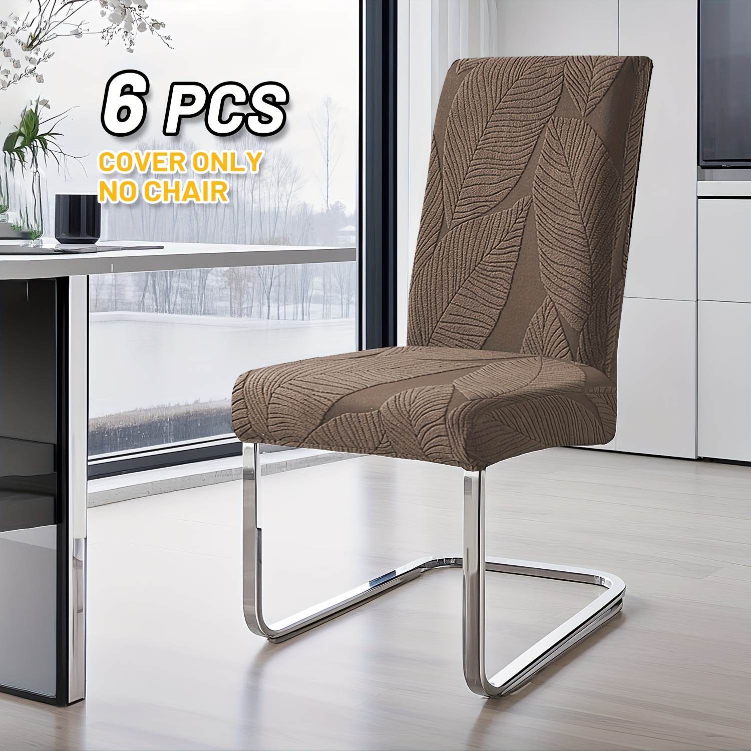 TEMU 4/6pcs Stretch Leaf Pattern Chair Set Chair Covers Chair Protectors, Elastic Soft Microfiber Fabric, Machine Washable, Suitable For Living Room,