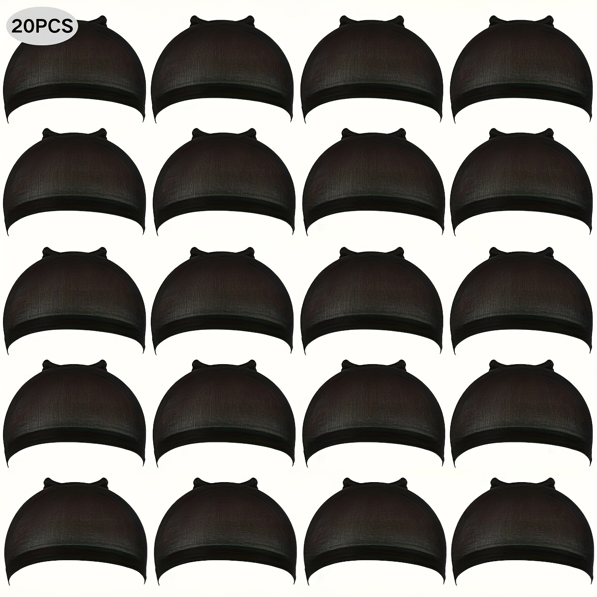 

20pcs Black Stretchy Nylon Wig Caps For Hairpieces - Breathable And Non-slip Hair Extension Caps For Wig Making And Care