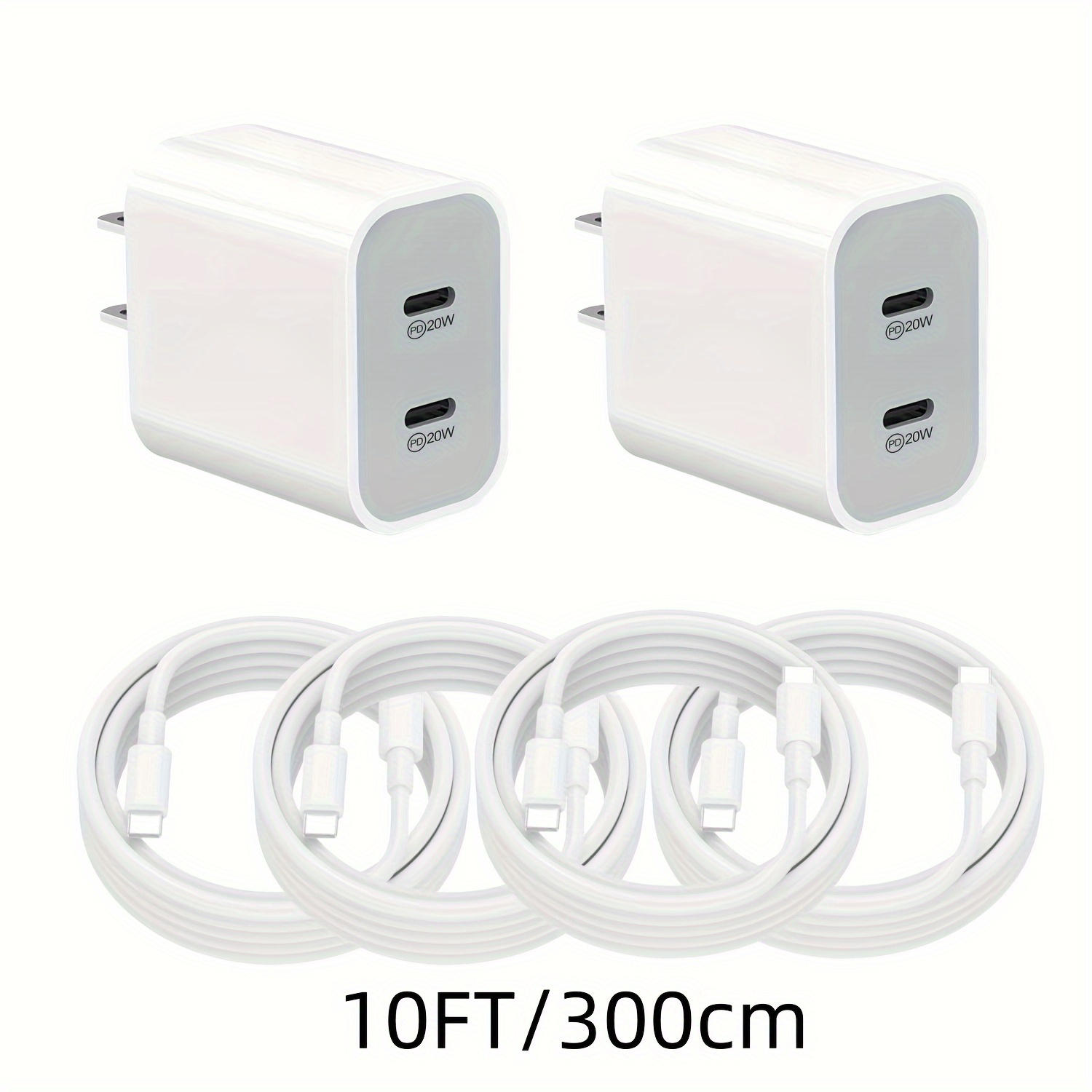 

1/2pcs 20w For /16 Pro Max Charger Fast Charging, 20w Dual Port Usb C Charger With 10ft Long Usb C To C Charging Cable Cord For /16pro/16pro Max/ Max/15pro/15/15plus, For /air, / Phone