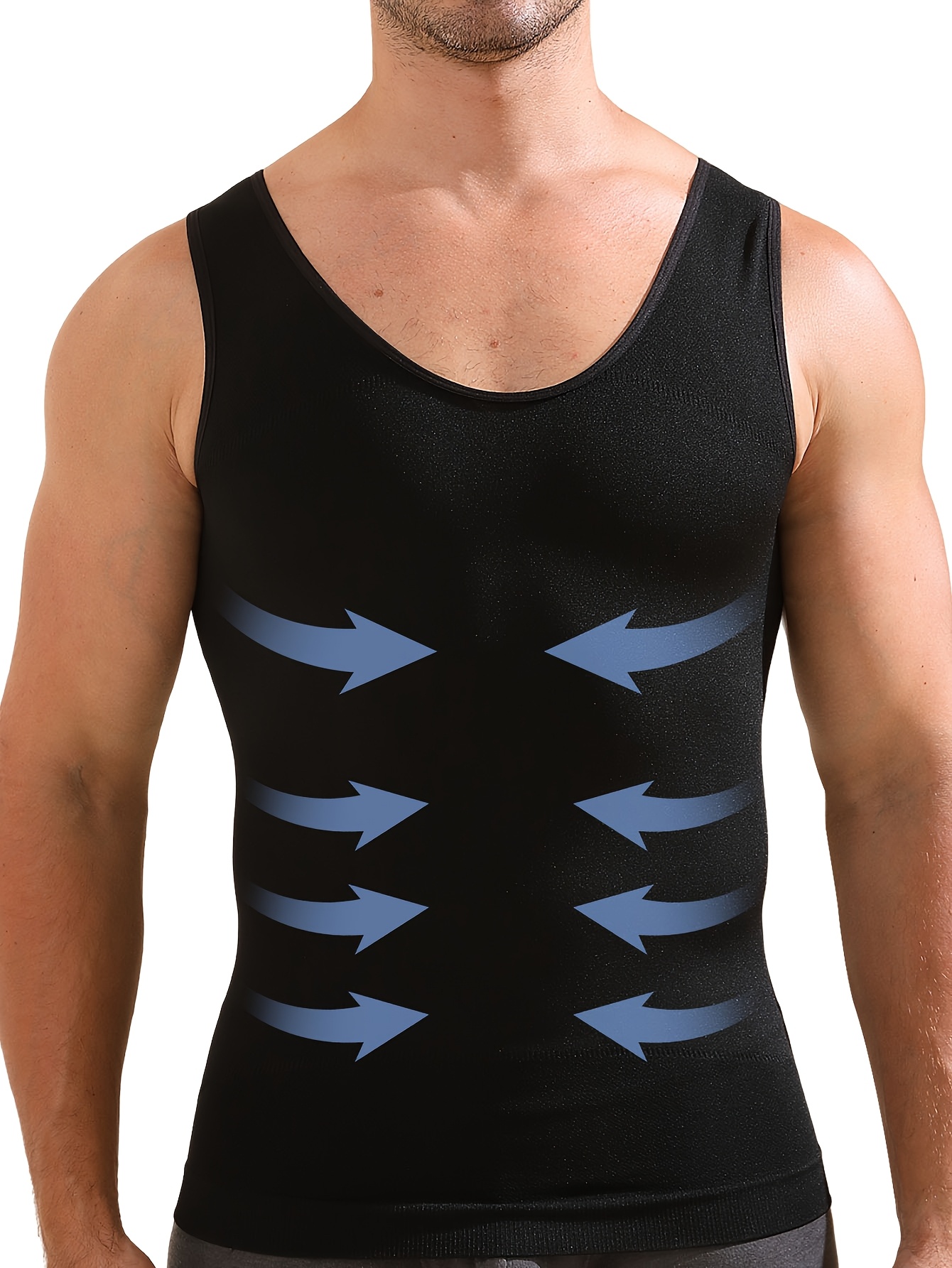 item picture 1pc mens compression shaping tight vest muscular tummy control bustier underwear breathable wide shoulder tight base tank fitness training wear base shirt