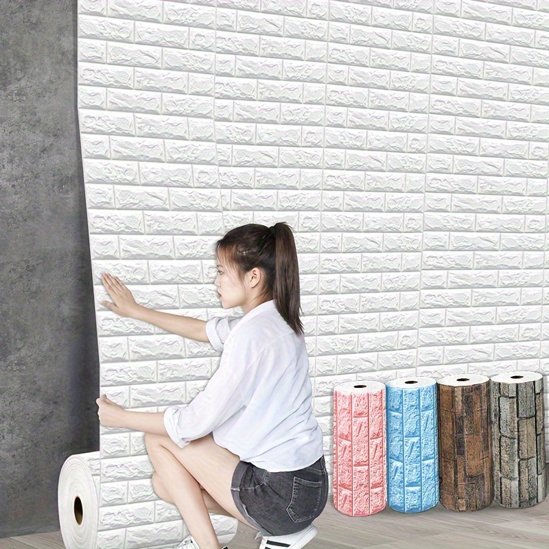 

Easy-apply 3d Brick Wallpaper Stickers - Waterproof, Moisture-proof Vinyl Foam For Home Decor | Living Room, Kitchen, Bedroom & Office Renovation