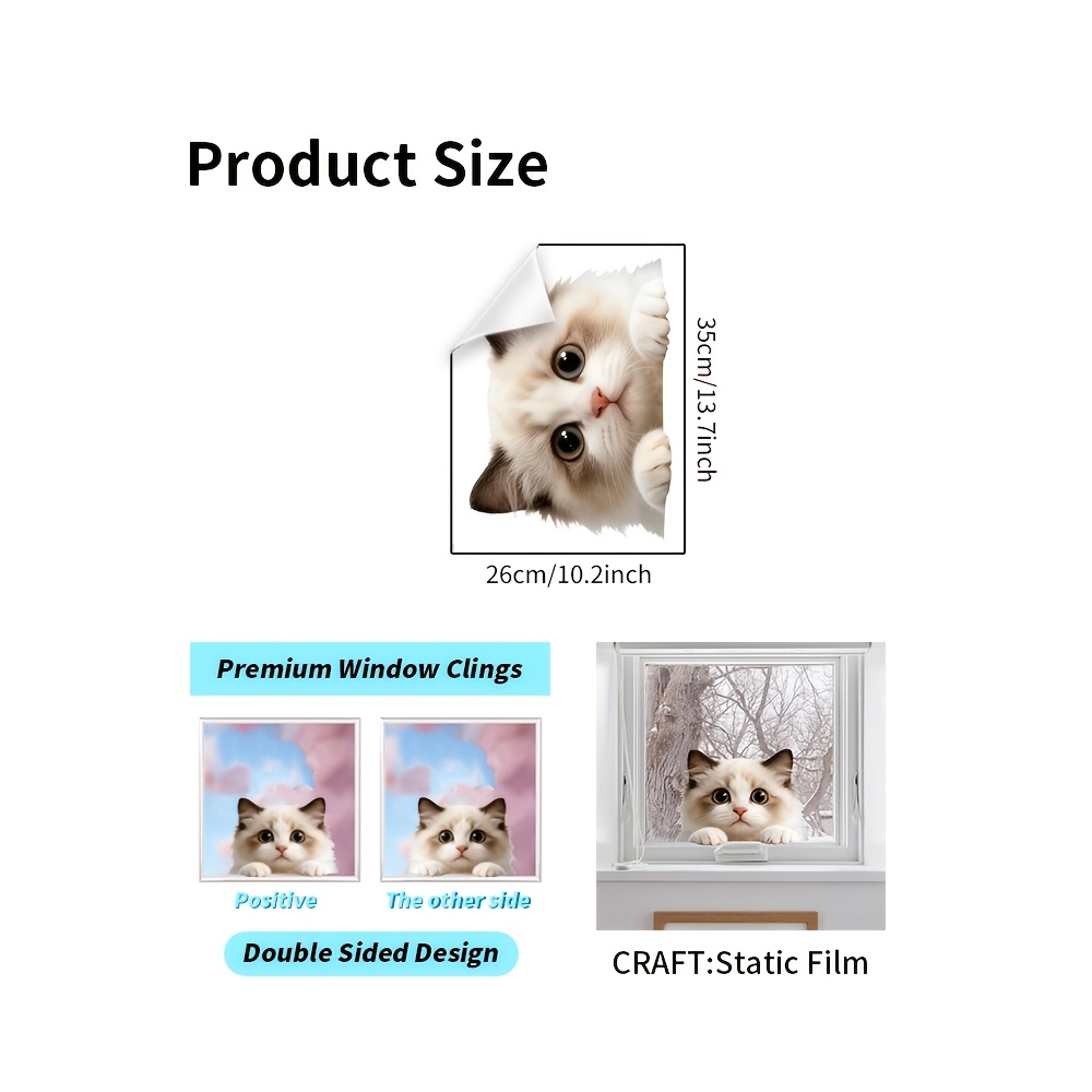 TEMU 1pc Electrostatic Glass Sticker, Window Stickers, No-glue Electrostatic Removable And Reusable Double-sided Colorful Glass Window Clings, Cute