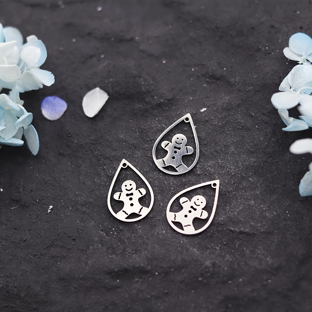 TEMU 3pcs Christmas Snowman Charms Stainless Steel Pendant For Jewelry Making Additions Earrings Necklace Keychain