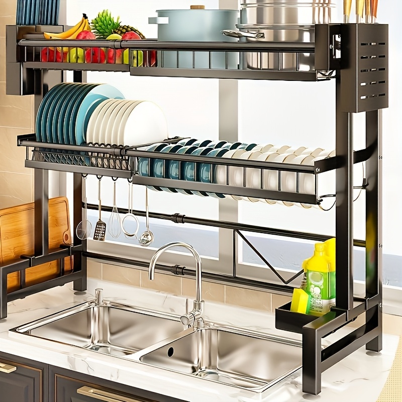 Expandable Multi-Tier Black Kitchen Organizer