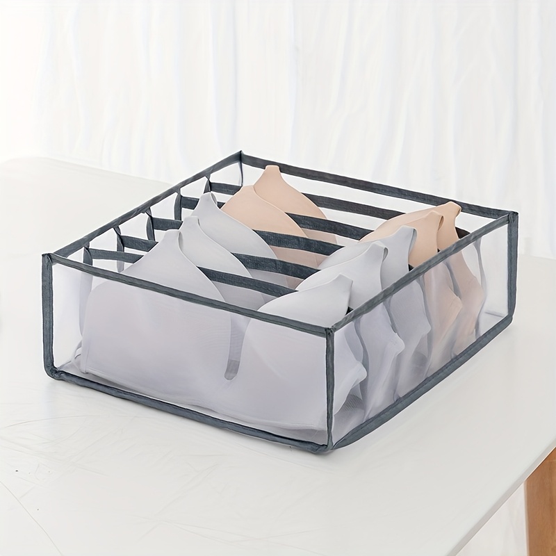 TEMU 1pc Foldable 6-grid Bra And Underwear Organizer – Transparent Drawer Divider For Lingerie, Socks, And Closet Storage, Maximizes Space , Lingerie