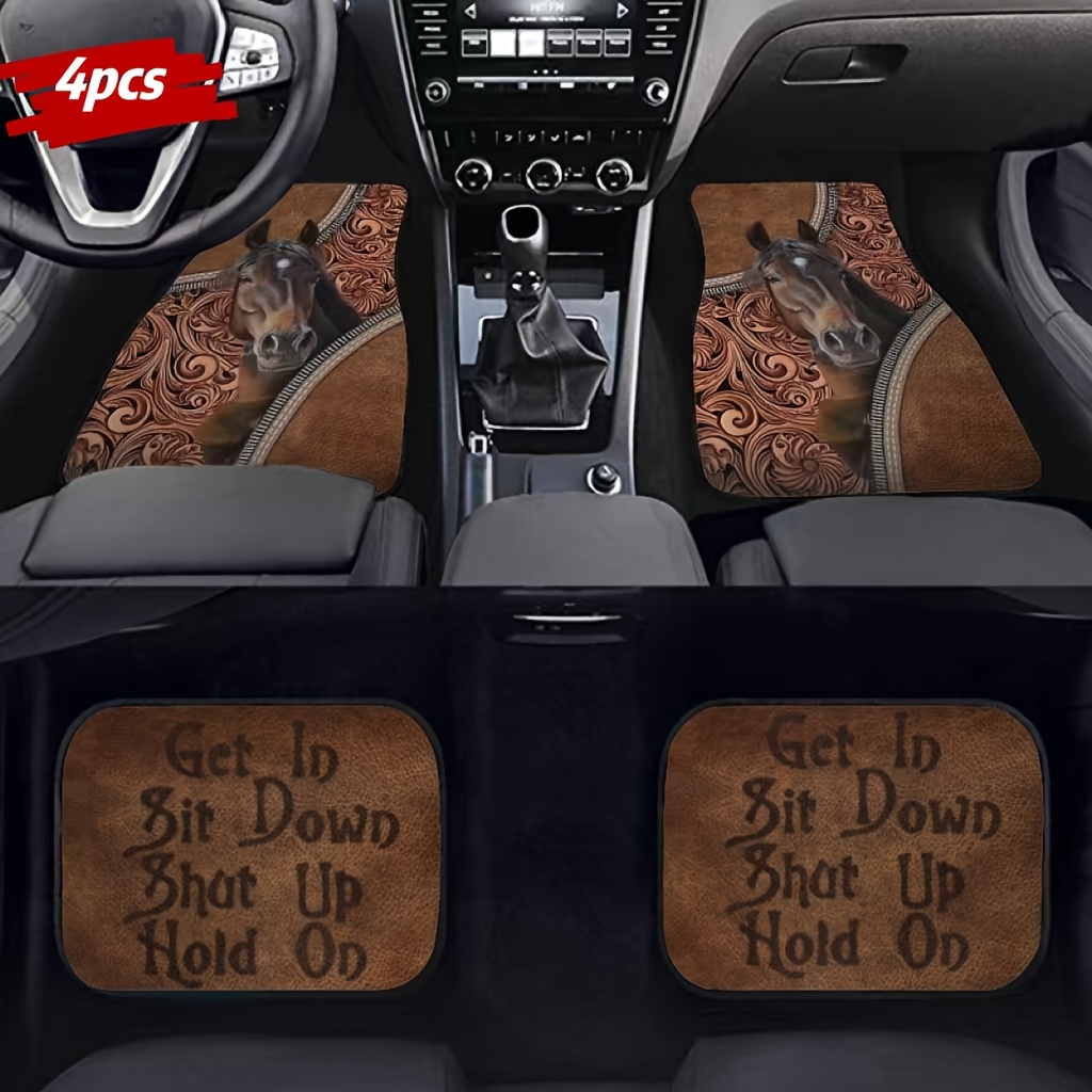 

4pcs Car Floor Mats Set - Universal Fit, , Polyester , All-, Christmas For Men And Women