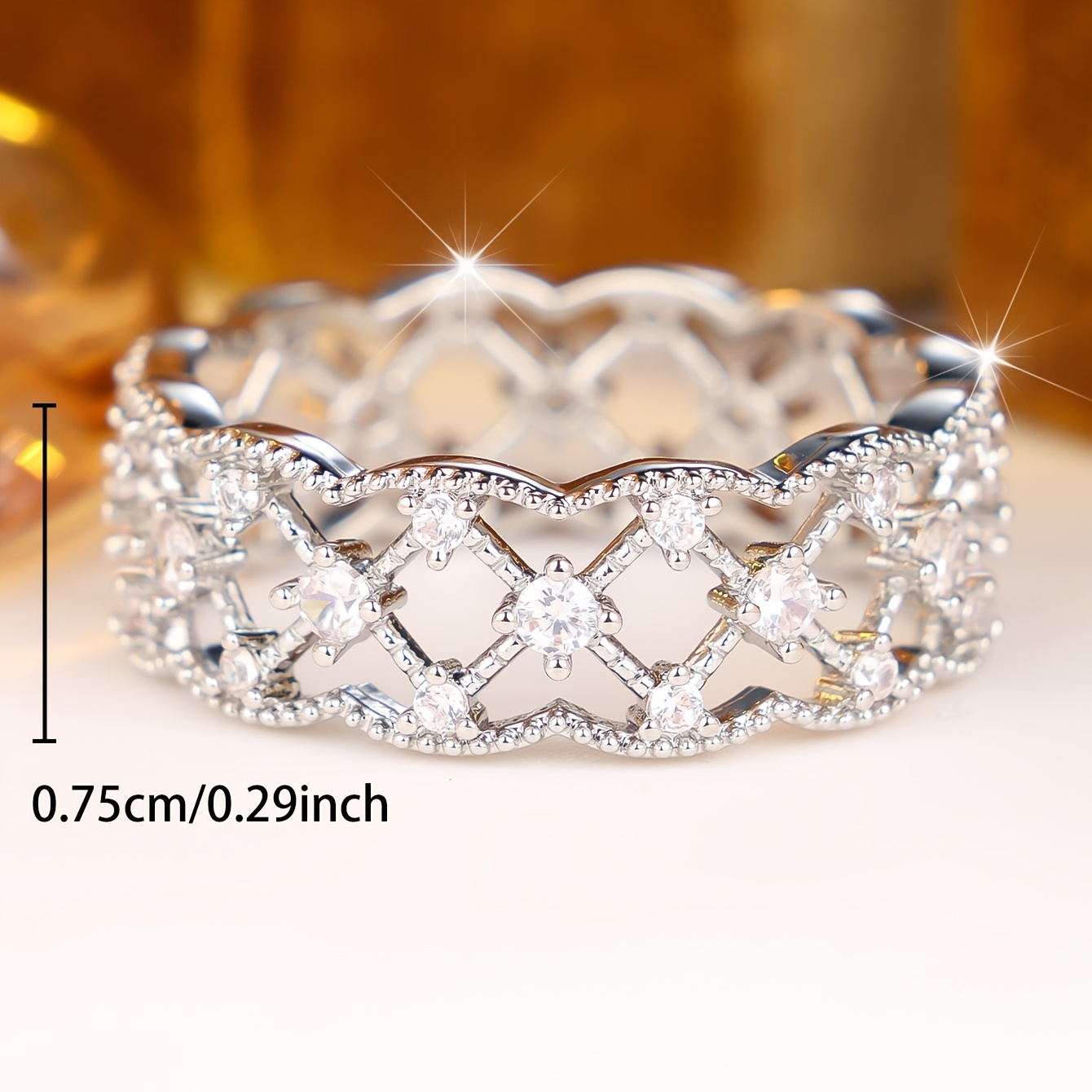 Unisex Ring with Colorful Synthetic Cubic Zirconia, Versatile Design